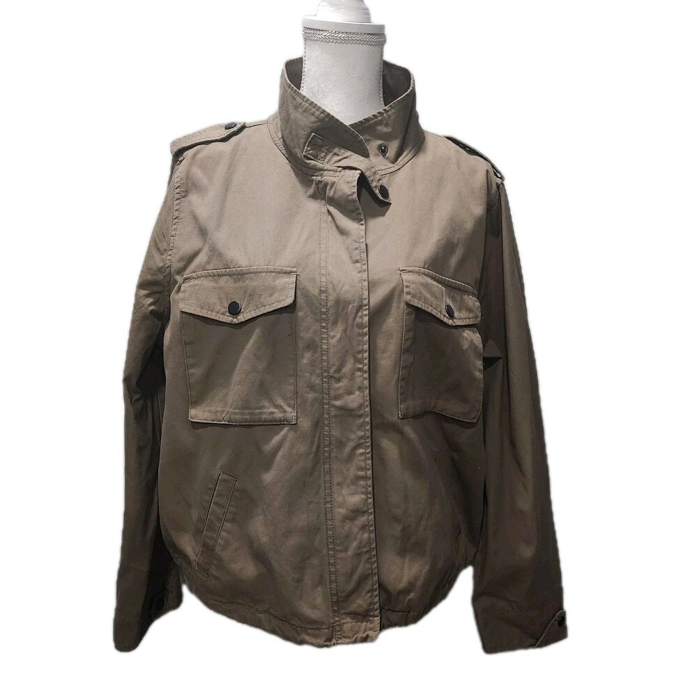Torrid Bomber Cropped Jacket Brown Lined Full Zip Long Sleeve Pockets Sizes 2